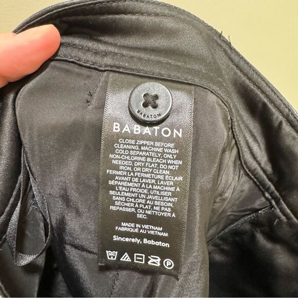 Babaton Straight Leg Faux Leather Black Pants sz 6 - Picture 5 of 6